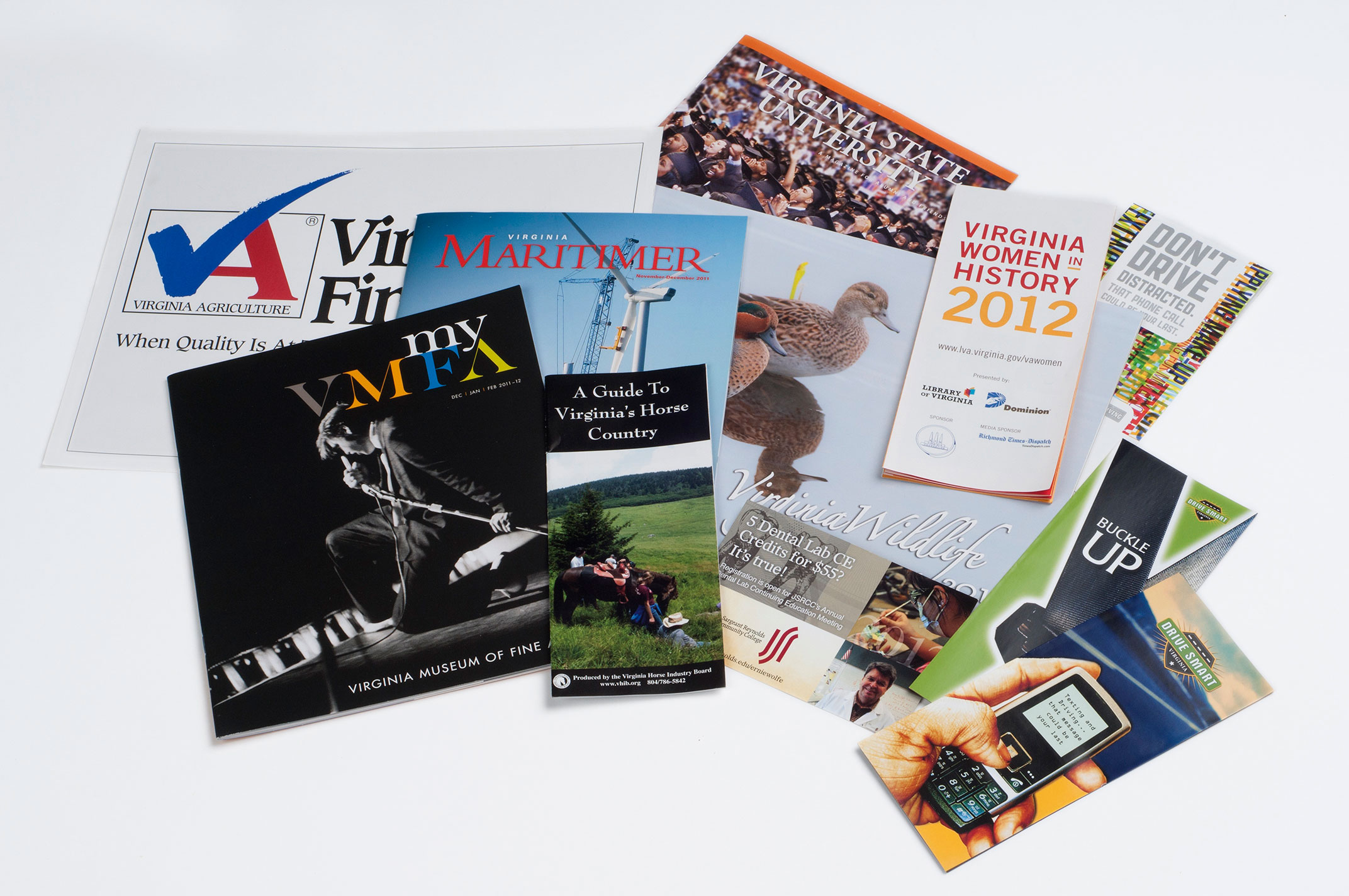 various brochure and pamphlet mailers
